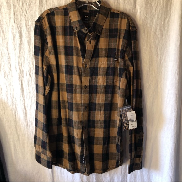 Vans Other - NWT Vans off the wall black and brown plaid cotton flannel like shirt M